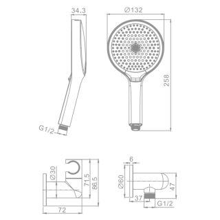 Лейка для душа с держателем и шлангом Raglo R476.42.03 золотой сатин